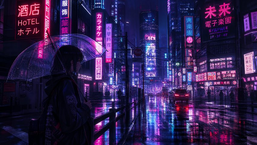 母狗官网科幻动漫-赛博都市夜雨剪辑演示